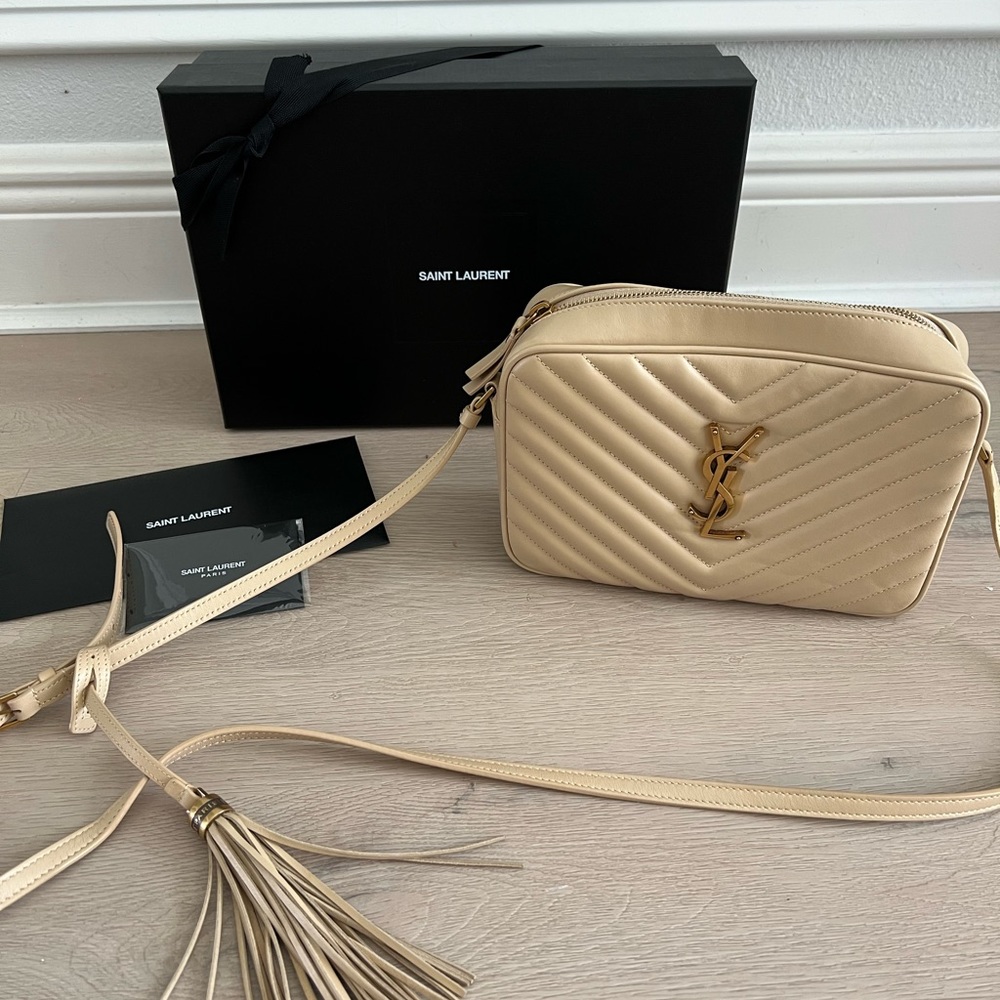 Saint Laurent Lou camera bag quilted in beige